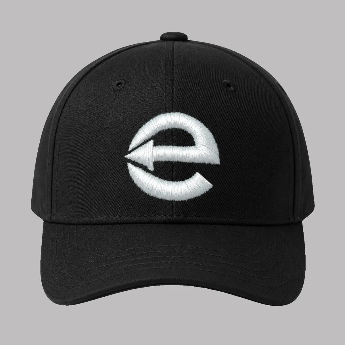 Casquette baseball noire avec logo de marque blanc brodé en 3D